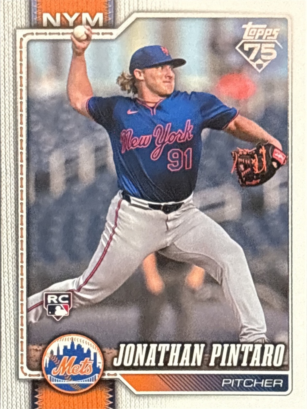 Topps 75 New York Mets Jonathan Pintaro Rookie Baseball Card - Picture 1 of 2